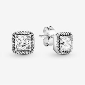 Pandora square sparkle halo stud earrings
